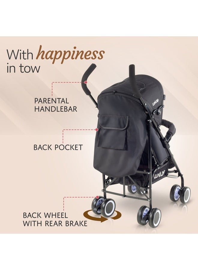 Luvlap City Baby Stroller/Buggy, Lightweight, Compact & Travel Friendly Baby pram, for 6-36 Months Baby, 5 Point Safety Harness, Adjustable seat Recline, extendable Canopy, 15Kg Capacity (Black) - Image 4