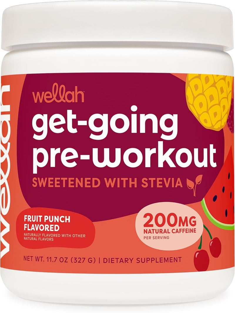 Wellah GetGoing PreWorkout Drink Mix Fruit Punch Flavored 30 Servings - Image 1