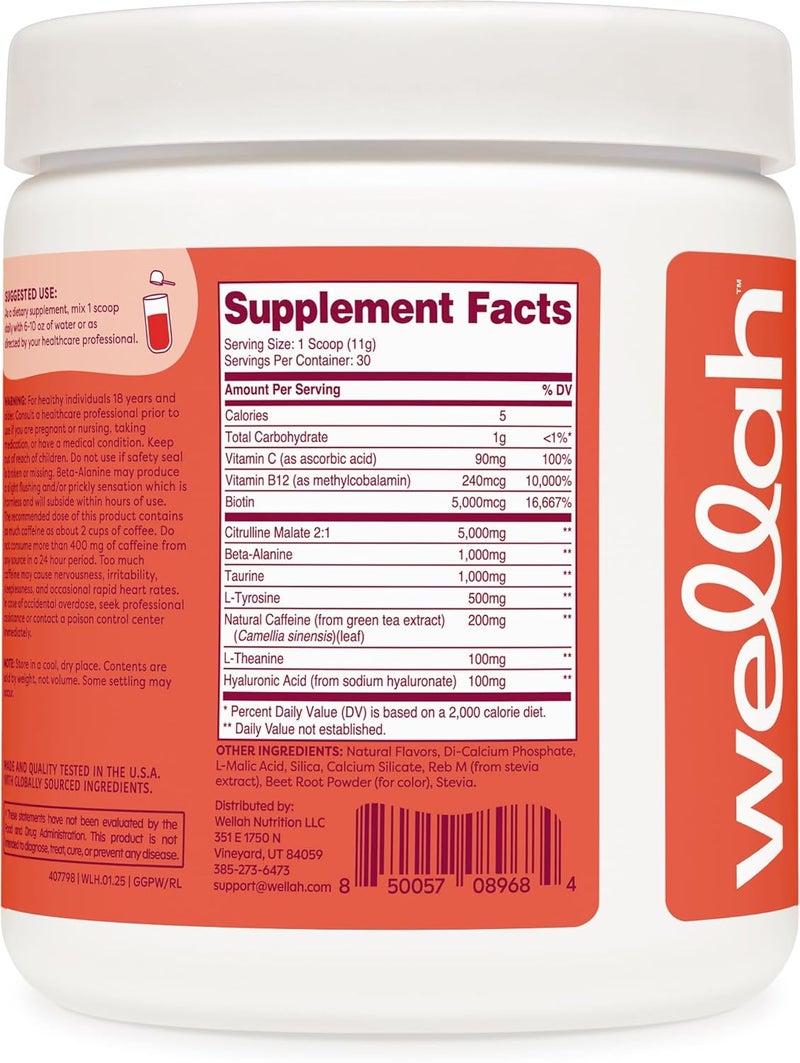 Wellah GetGoing PreWorkout Drink Mix Fruit Punch Flavored 30 Servings - Image 4