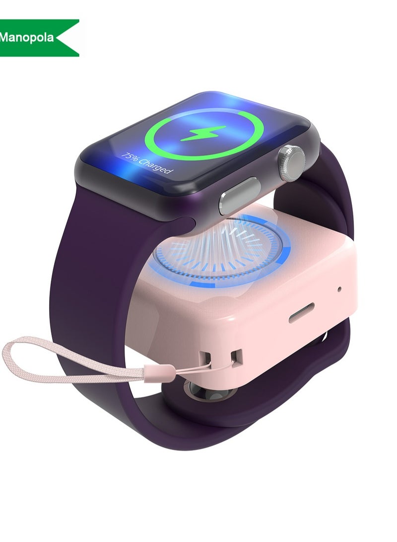 Manopola Portable Charger for Apple Watch Battery Pack with Fast Charging for iWatch,Compact 1200mAh Wireless Magnetic Power Bank with Keychain for Apple Watch Series9/8/7/6/5/4/3/2/SE/Ultra/Ultra2  - Image 1