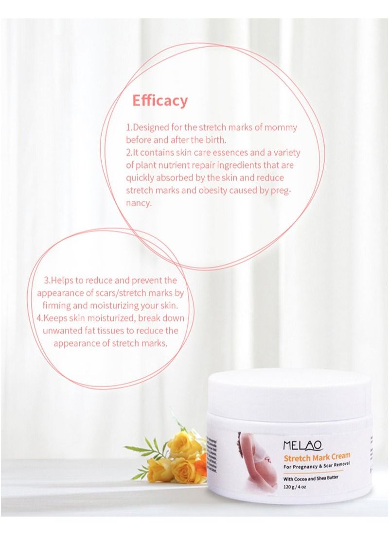 MELAO - Stretch Mark Removal Cream Pregnancy Scars Treatment Firming Repair Remove Stretch Mark 120g - Image 1