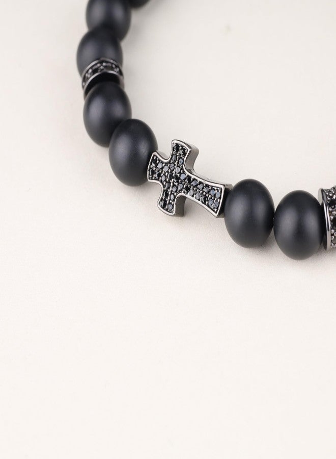 COAI Onyx Gemstone Bracelet, Jesus Prayer Cross Bracelet for Men Women M - Image 5