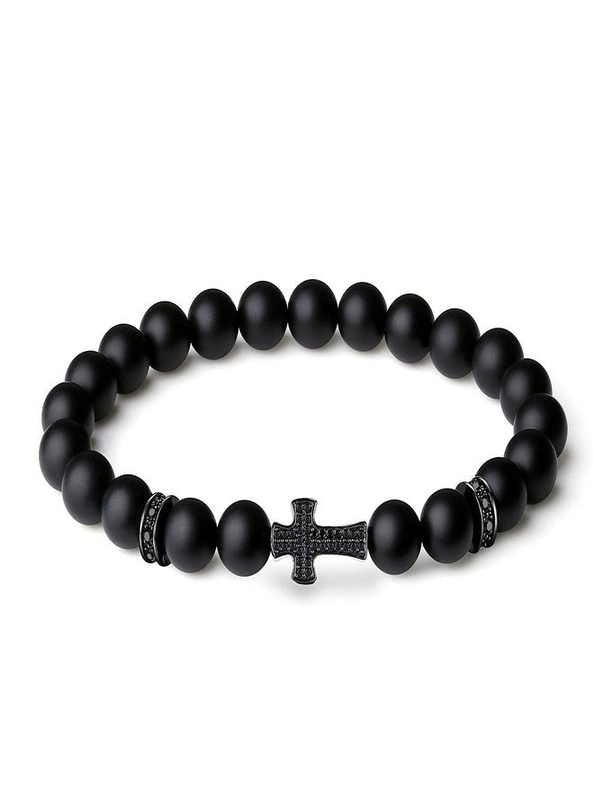 COAI Onyx Gemstone Bracelet, Jesus Prayer Cross Bracelet for Men Women M - Image 1