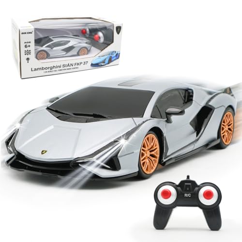 QUN XING Remote Control Car 124 Officially Licensed 24GHZ Rc Cars Lambo Sport Racing Toy Car for Kids Boys 47 Years Birthday GiftSilver - Image 1