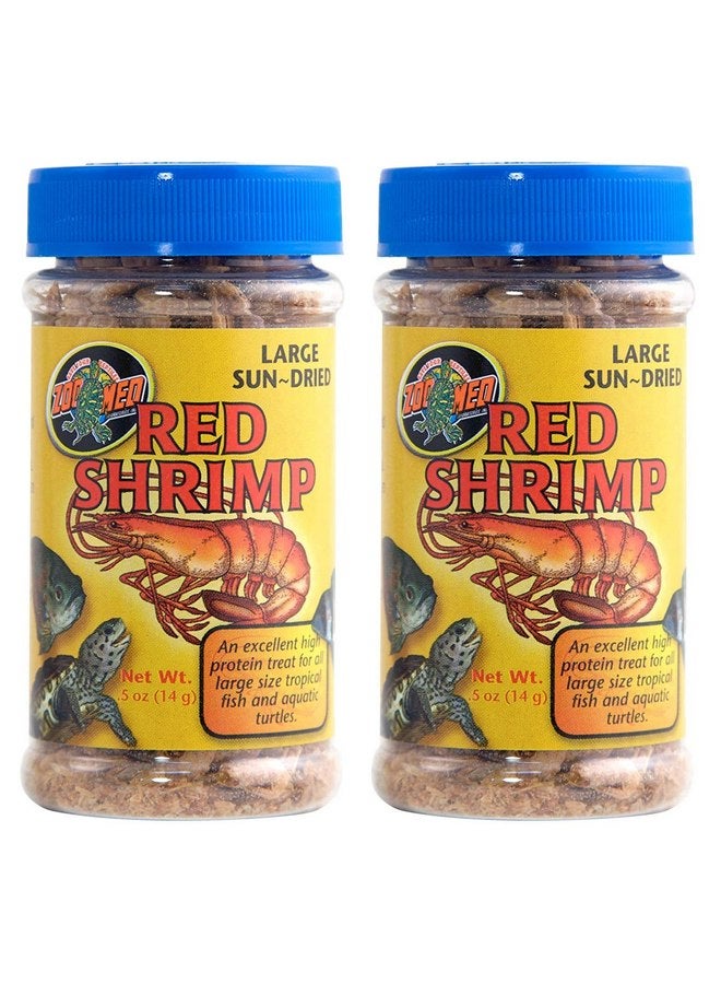 زوو ميد Zoo Med - عبوتان من الجمبري الأحمر المجفف بالشمس كبير الحجم، 0.5 أونصة لكل منهما، علاج للأسماك الاستوائية الكبيرة والسلاحف المائية - Image 1