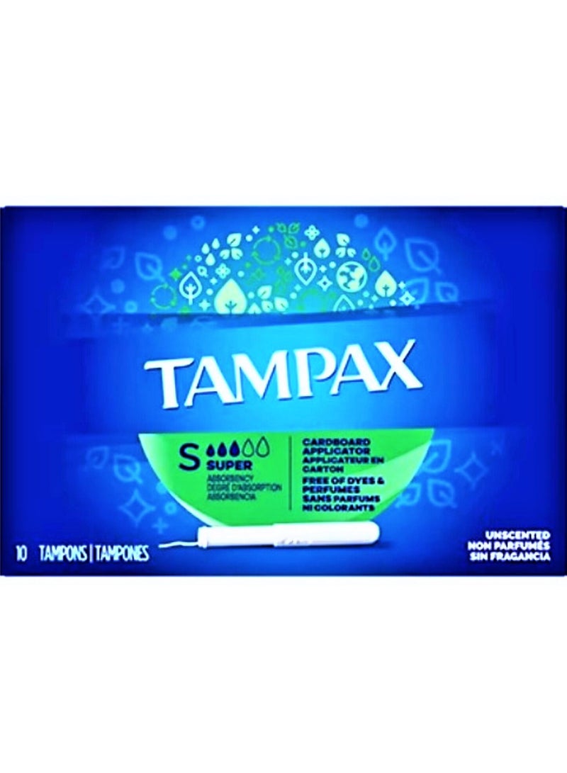 Tampax Cardboard Super 10 Tampons With Cardboard Applicator Super Absorbent - Image 1