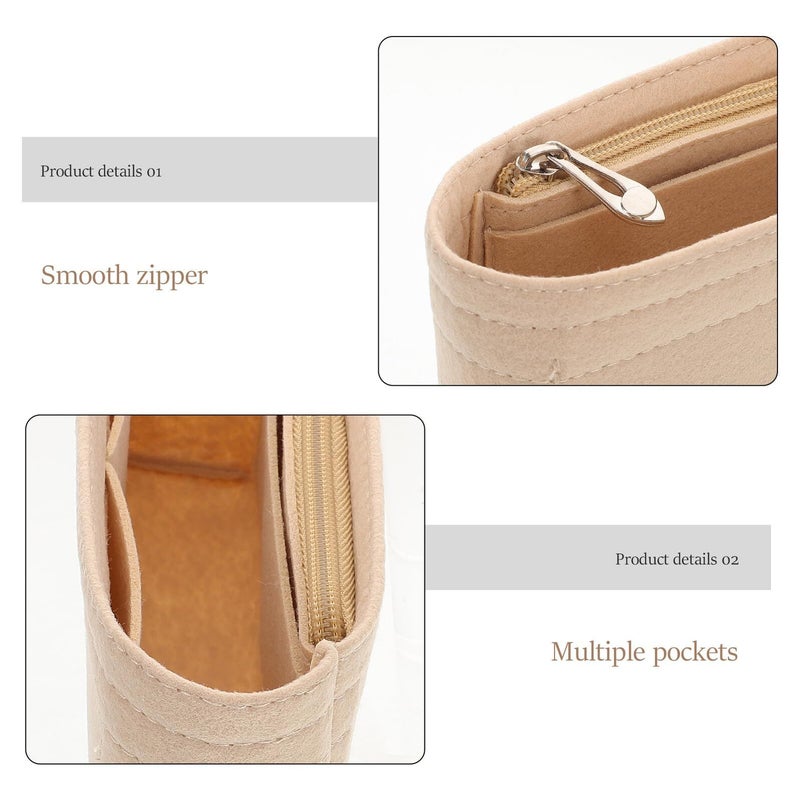 Large Zippered Felt Purse Organizer Insert for Tote Shoulder Bags - Image 4