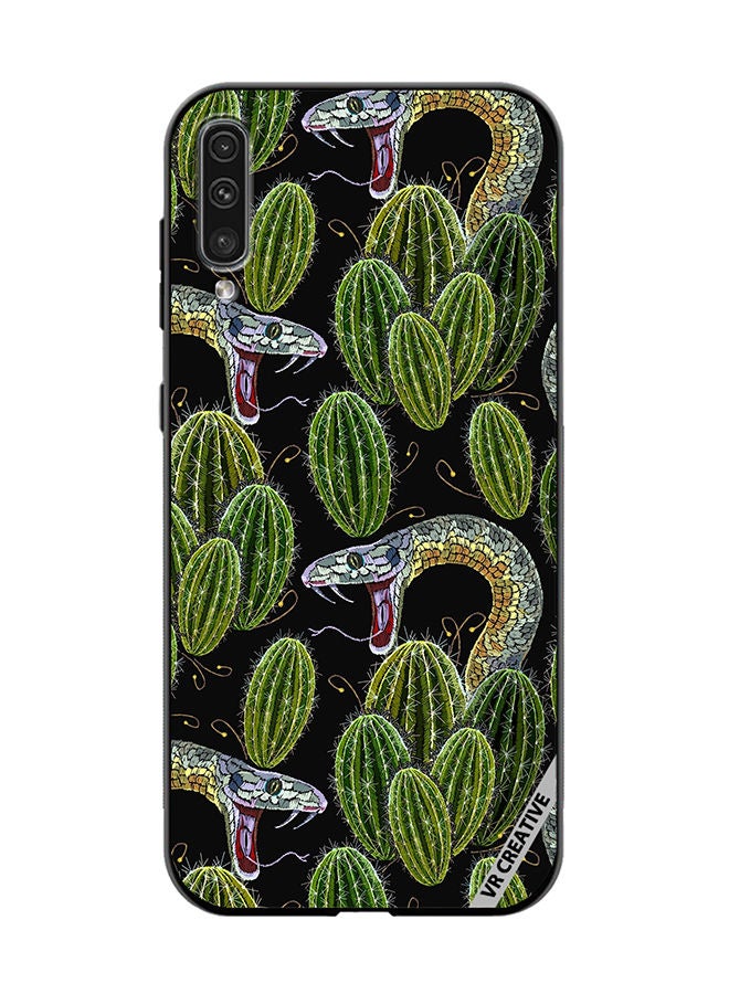 VR CREATIVE Protective Case Cover For Samsung Galaxy A50/A50s Embroidery, Cactus And Snakes Seamless Design Multicolour - Image 1