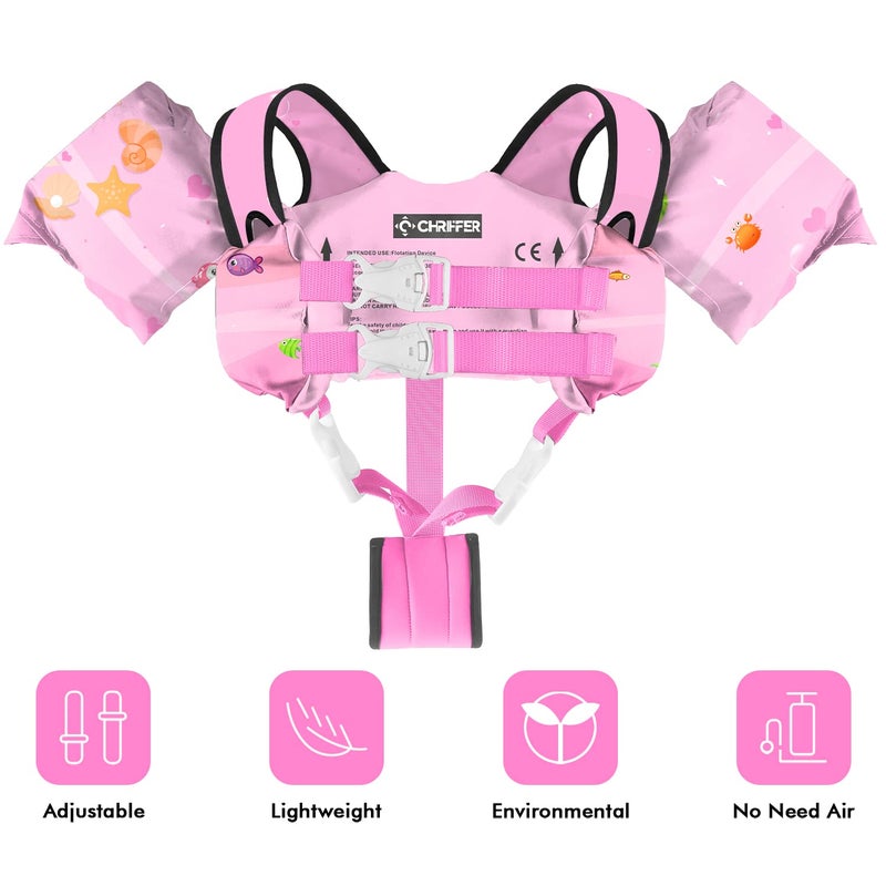Chriffer Kids Swim Vest Life Jacket for 22-66 Pounds Boys and Girls, Toddler Floaties with Shoulder Harness Arm Wings for 2,3,4,5,6,7 Years Old Baby - Image 2