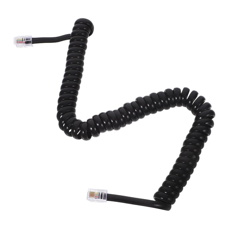 Black 2m Coiled Telephone Cord RJ9 4P4C Connector for Home Office Landline Phone - Image 2