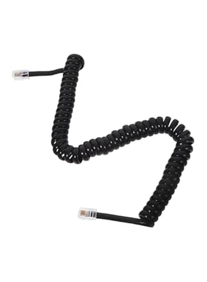 Black 2m Coiled Telephone Cord RJ9 4P4C Connector for Home Office Landline Phone - Image 1
