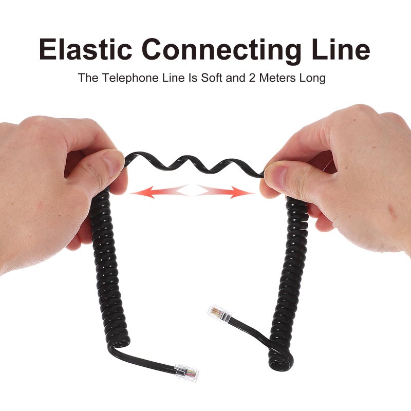 Black 2m Coiled Telephone Cord RJ9 4P4C Connector for Home Office Landline Phone - Image 5