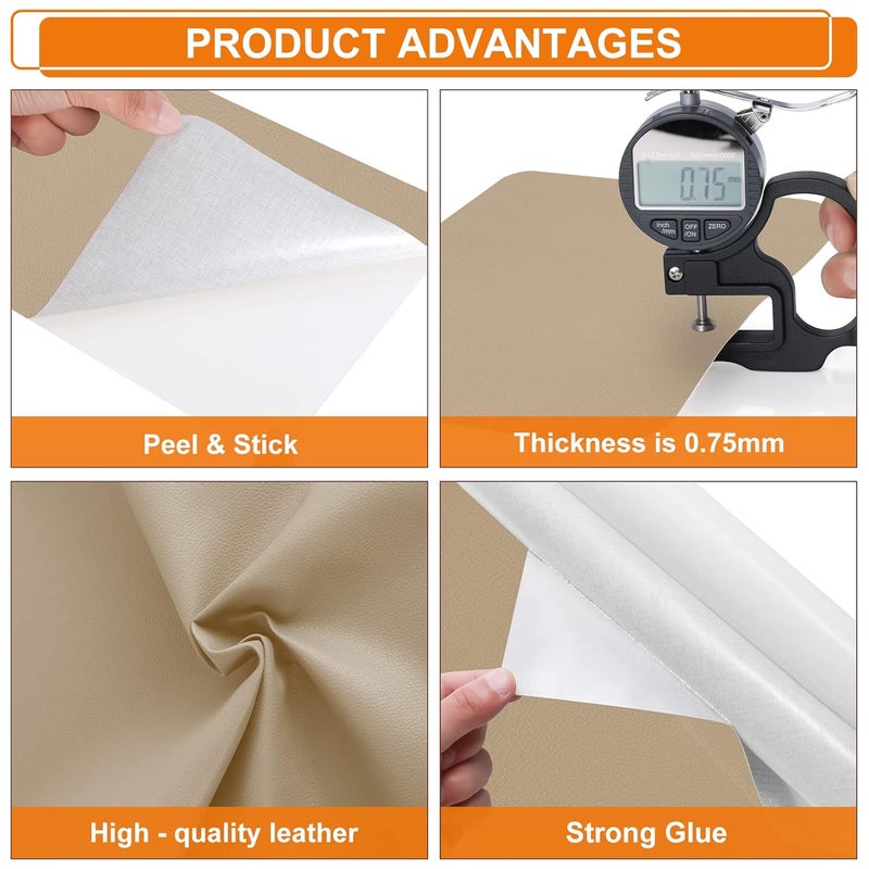 Cahomo Leather Repair Tape Patch, 17" x 79" Self Adhesive Leather Patches for Furniture,Vinyl Repair Kit for Car Seat, Couch, Chairs, Boat Seat, Sofa Classic Dark Brown - Image 3