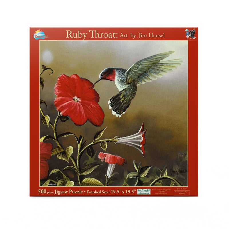 SUNSOUT INC Ruby Throat 500 pc Jigsaw Puzzle by Artist Jim Hansel Finished Size 19 x 19 MPN 67324 - Image 2