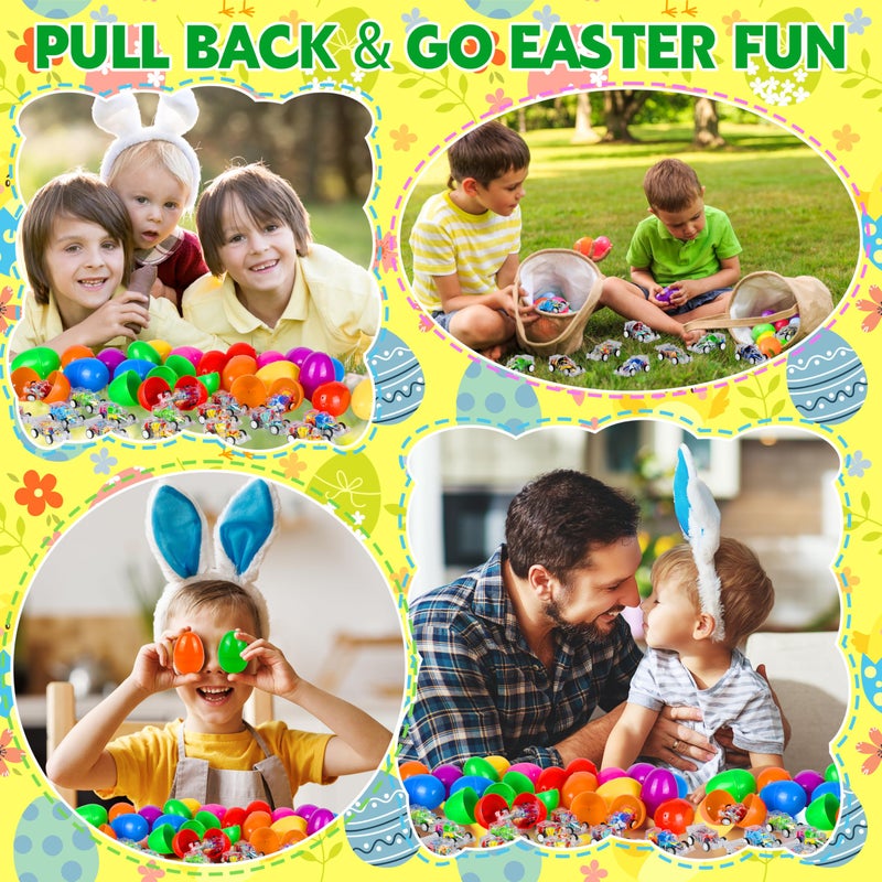 Seifar 48 Pack Prefilled Easter Eggs Pull Back Cars, Small Race Cars Racing Car for Easter Stuffing Egg Hunt Basket Stuffers Filler Surprise Party Favor Classroom Prize - Image 5