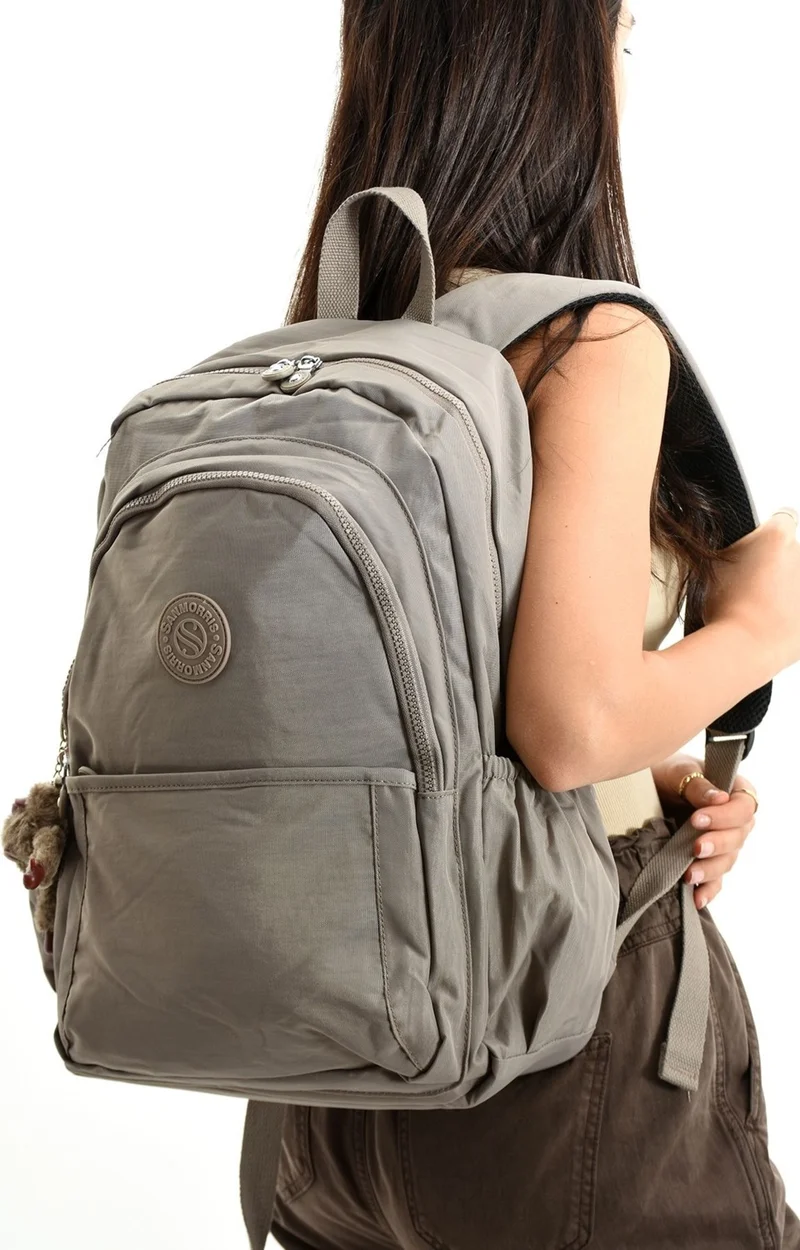 Çanta Trend Bag Trend Sanmorris Unisex Water Resistant Crinkle Fabric Multi Compartment Large Size School and Backpack Bag