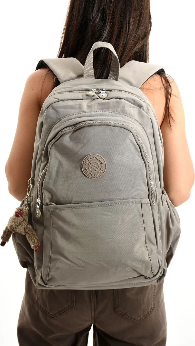 Çanta Trend Bag Trend Sanmorris Unisex Water Resistant Crinkle Fabric Multi Compartment Large Size School and Backpack Bag