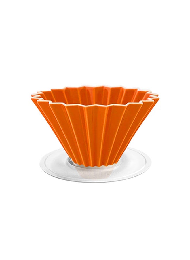 Origami Ceramic Dripper M with Plastic Holder - Pour Over Coffee Maker - Compatible with VCF-02 and Wave 185 filters - Color Orange  - Image 1