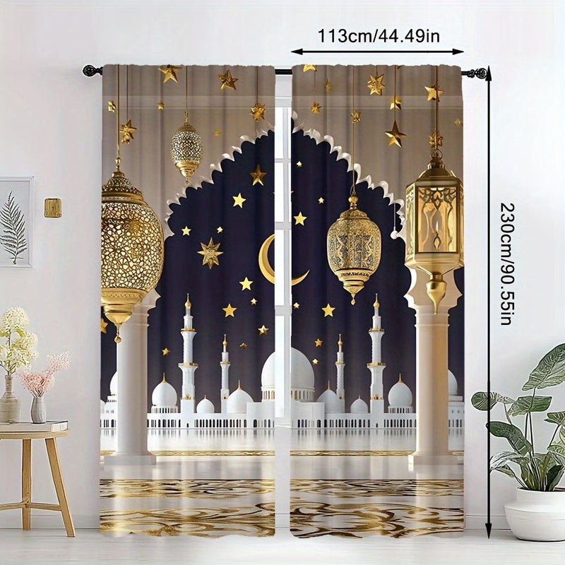 2pcs Printed Blackout Curtains 42.13 X 83.86 Inch Suitable For Living Room Bedroom Bay Window Home Decor Privacy Protection - Image 5