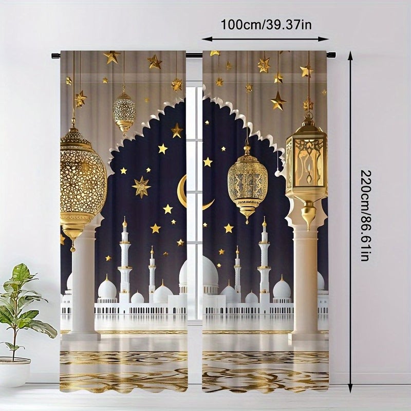 2pcs Printed Blackout Curtains 42.13 X 83.86 Inch Suitable For Living Room Bedroom Bay Window Home Decor Privacy Protection - Image 4