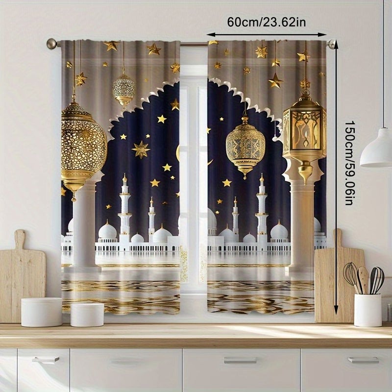 2pcs Printed Blackout Curtains 42.13 X 83.86 Inch Suitable For Living Room Bedroom Bay Window Home Decor Privacy Protection - Image 3