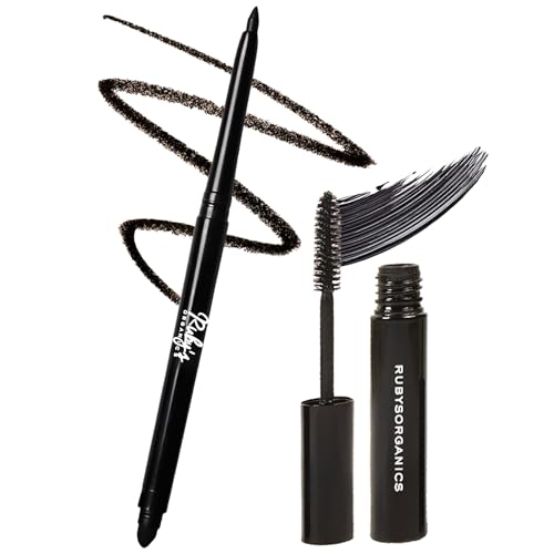 Ruby's Organics Kohl and Mascara Beauty Gift Kit for Women- Long-Lasting Intense Pigment, Smudge Proof, Everyday Eye Makeup Kajal, 100% Natural & Non-Toxic, Eye-Friendly, Daily Use - Black (Combo Pack of 2) - Image 2