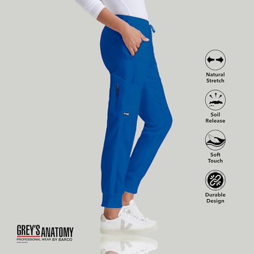 BARCO Grey’s Anatomy Classic Kira Scrub Jogger for Women – New Royal, 5-Pocket Yoga Style Mid-Rise Pants with Natural Stretch, Soil Release Fabric, and Super-Soft Finish – Large, Regular Fit - Image 3