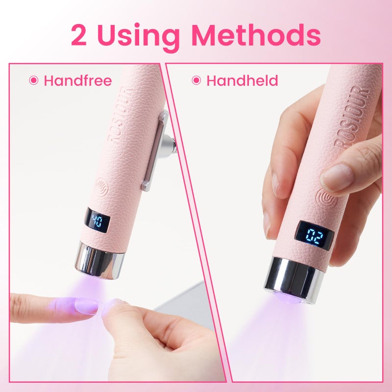 Rosiour Mini U/V Lamp for Gel Nails- Rechargeable Handheld Nail U V Led Curing Light with Stand- Flash Cure Fast Dry U/V Lamp with Auto Sensor for Home Manicure and Salon (Pink) - Image 3