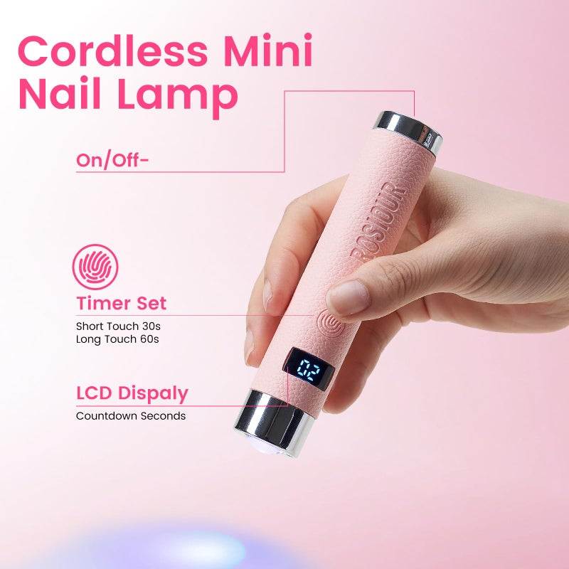 Rosiour Mini U/V Lamp for Gel Nails- Rechargeable Handheld Nail U V Led Curing Light with Stand- Flash Cure Fast Dry U/V Lamp with Auto Sensor for Home Manicure and Salon (Pink) - Image 4