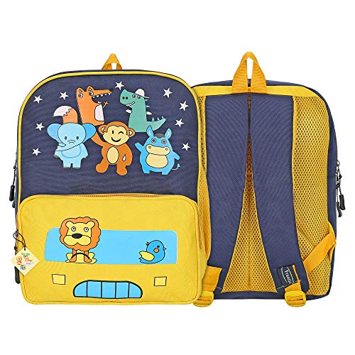 Frantic Kids Soft Cartoon Animal Travelling School Bag Soft Plush Velvet Standard 2 Compartment Backpack Baby Girls Boys For 2 To 5 Years Boys/Girls Nursery, Picnic,Preschool(Yellow Zoo Bag), Medium - Image 3