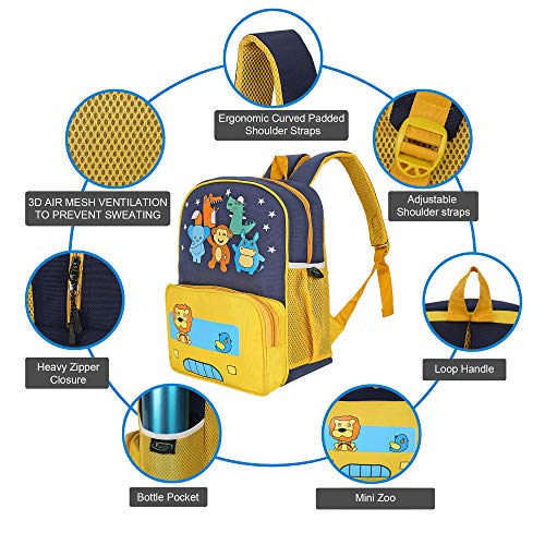 Frantic Kids Soft Cartoon Animal Travelling School Bag Soft Plush Velvet Standard 2 Compartment Backpack Baby Girls Boys For 2 To 5 Years Boys/Girls Nursery, Picnic,Preschool(Yellow Zoo Bag), Medium - Image 4