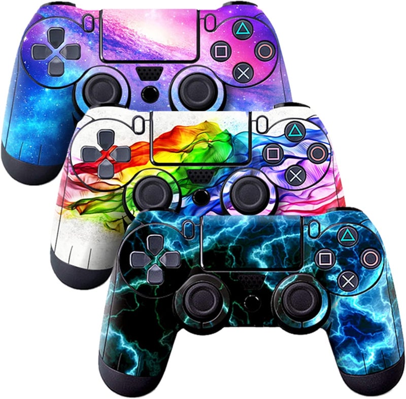 Oiokew جلد ليد تحكم PS4، 3 قطع ملصق غطاء فينيل كامل الجسم ليد تحكم بلاي ستيشن 4 (يد تحكم PS4 رقم 11) بنية عملية / تصميم عملي - Image 1