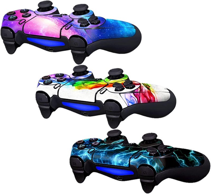 Oiokew جلد ليد تحكم PS4، 3 قطع ملصق غطاء فينيل كامل الجسم ليد تحكم بلاي ستيشن 4 (يد تحكم PS4 رقم 11) بنية عملية / تصميم عملي - Image 5