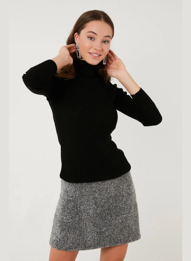 Lela Lela Ribbed Regular Fit Turtleneck Soft Acrylic Sweater Women's SWEATER 4614102