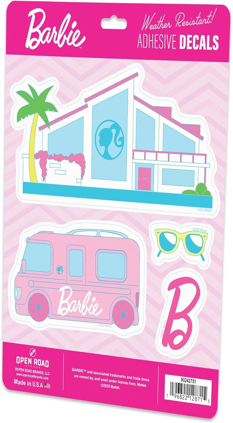 Open Road Brands Mattel Barbie Dreamhouse 4 Pack Adhesive Vinyl Decals - Colorful Barbie Icon Stickers for Laptops and Accessories - Image 2