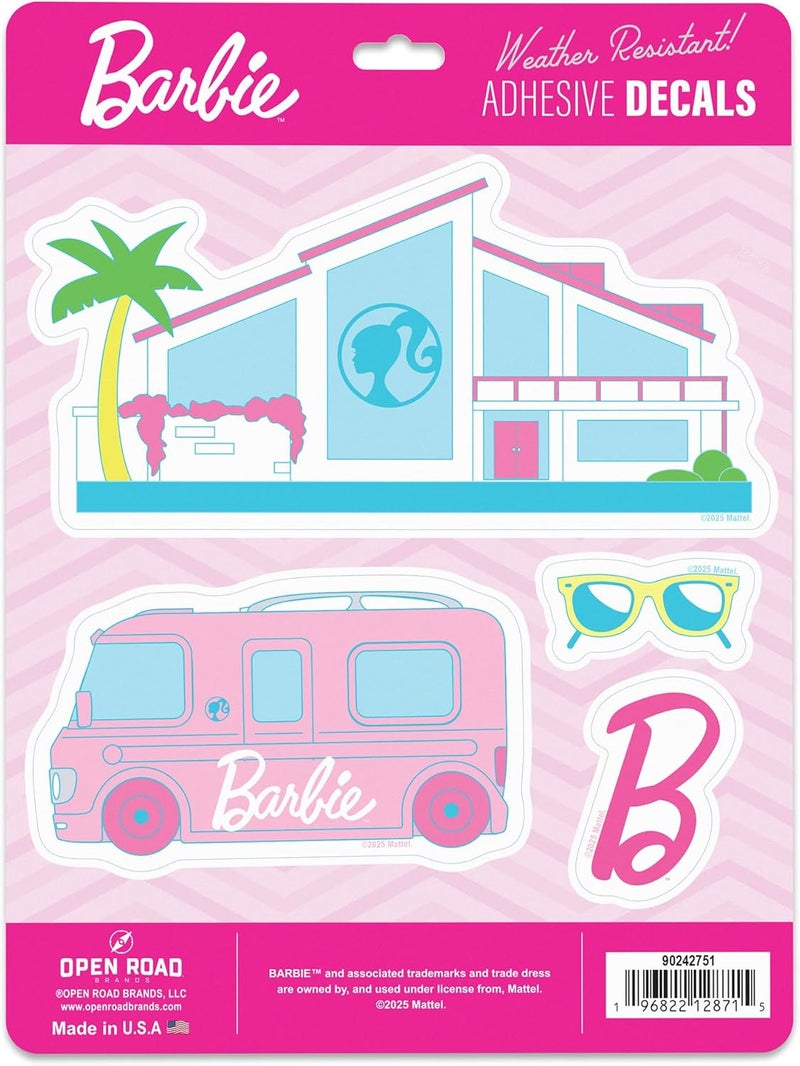 Open Road Brands Mattel Barbie Dreamhouse 4 Pack Adhesive Vinyl Decals - Colorful Barbie Icon Stickers for Laptops and Accessories - Image 1