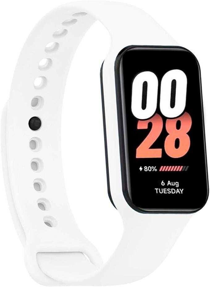 سوار ساعة من السيليكون الناعم مع غطاء حماية لساعة Xiaomi Smart Band 9 Active / Redmi Band 3 - أبيض - Image 1