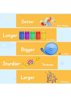 Gifts2U Gifts2U Marble Run Sets Kids, 122 PCS Marble Race Track Game 90 Translucent Marbulous Pieces + 32 Glass Marbles, STEM Marble Maze Building Blocks Kids 4+ Year Old  - Image 3