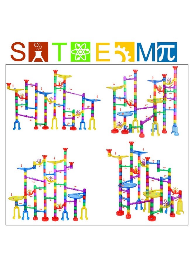 Gifts2U Gifts2U Marble Run Sets Kids, 122 PCS Marble Race Track Game 90 Translucent Marbulous Pieces + 32 Glass Marbles, STEM Marble Maze Building Blocks Kids 4+ Year Old  - Image 4