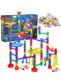 Gifts2U Gifts2U Marble Run Sets Kids, 122 PCS Marble Race Track Game 90 Translucent Marbulous Pieces + 32 Glass Marbles, STEM Marble Maze Building Blocks Kids 4+ Year Old  - Image 1