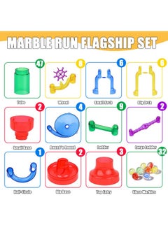 Gifts2U Gifts2U Marble Run Sets Kids, 122 PCS Marble Race Track Game 90 Translucent Marbulous Pieces + 32 Glass Marbles, STEM Marble Maze Building Blocks Kids 4+ Year Old  - Image 2
