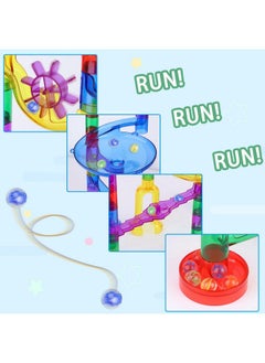 Gifts2U Gifts2U Marble Run Sets Kids, 122 PCS Marble Race Track Game 90 Translucent Marbulous Pieces + 32 Glass Marbles, STEM Marble Maze Building Blocks Kids 4+ Year Old  - Image 5