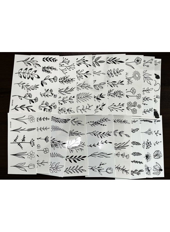 Kotbs 18 Sheets Realistic Temporary Tattoo, Tiny Branch Black Flower Temporary Tattoos for Women Girls Kids, Bouquet Small Tattoo Temporary Sticker Wild Plant Floral Fake Tattoos - Image 5