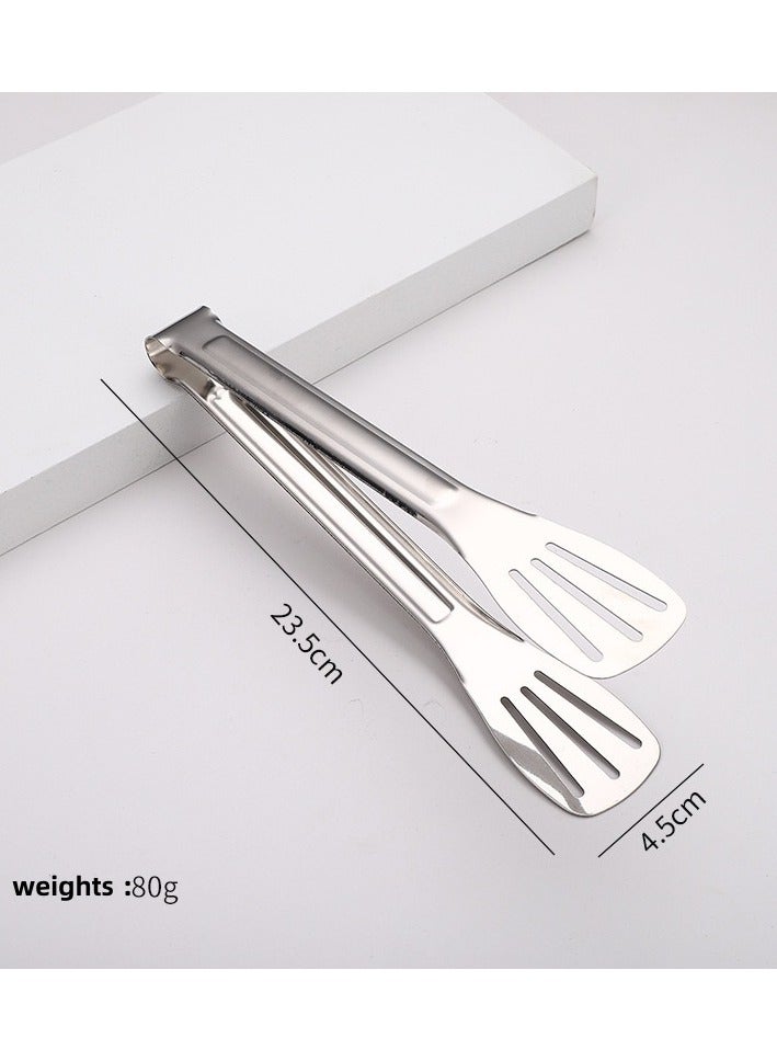 عبوتان من ملقطي الطعام المصنوعين من الفولاذ المقاوم للصدأ، ملقطات طعام فضية وذهبية للمطبخ تستخدم في الخبز والشواء والباربكيو والبوفيه وتحضير السلطات، مقاومة للحرارة المرتفعة (الفضية: طول 23.5 سم/9.25 بوصة، الذهبية: طول 24 سم/9.45 بوصة) - Image 4