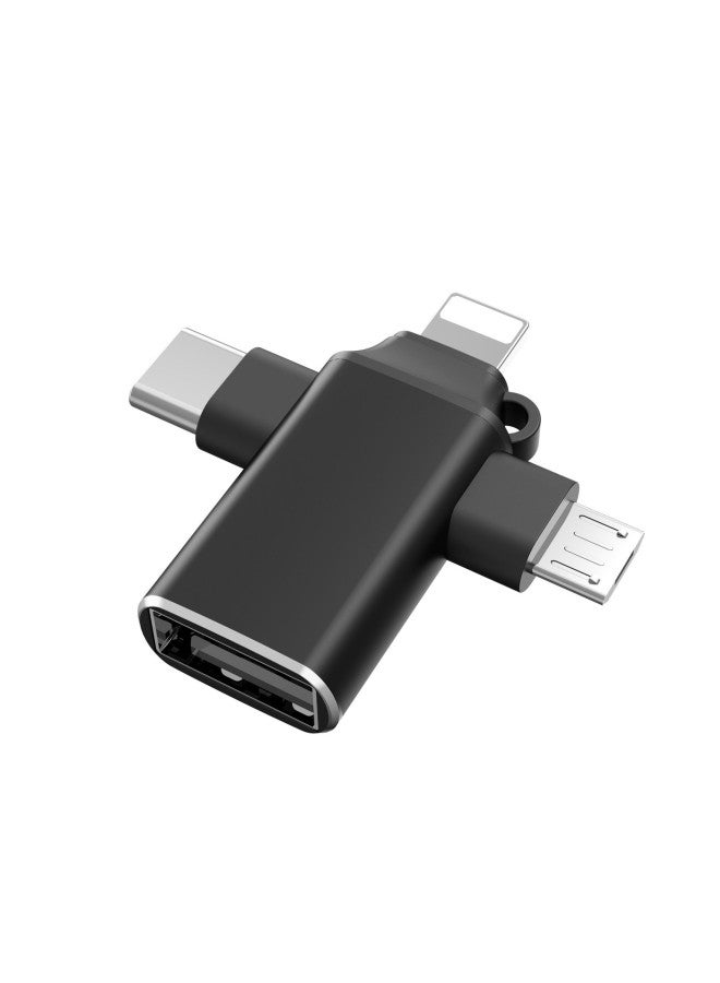 Applicable To Apple Huawei Typec Adapter OTG Three-in-one Tablet Reading USB Mouse USB3.0 Converter-Number Of Interfaces:OTG Three-in-one Adapter Black  - Image 1