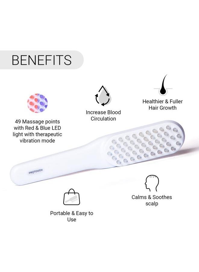 ProTouch - PROTOUCH LED Hair Therapy Comb with Red & Blue LED light scalp treatment & Vibration massage | Hair Fall control | Scalp Massage | Portable & Detangling | For Men & Women | All Hair Type - Image 1