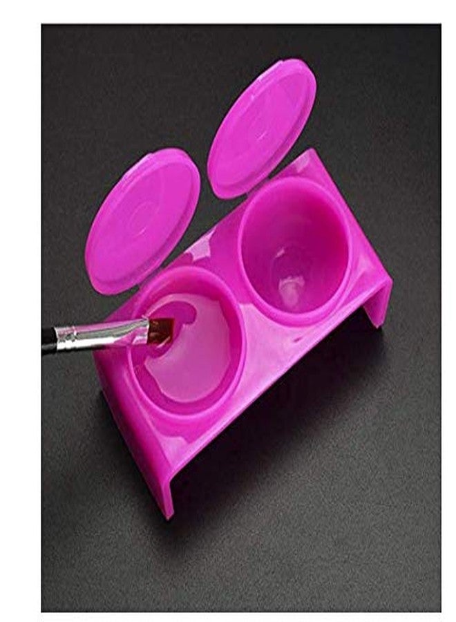 LASSUM لسم 2 قطع كوب مزدوج بلاستيك لأدوات الأظافر وعاء نقع وعاء دابن مع أغطية لخلط مسحوق الأكريليك السائل - Image 4