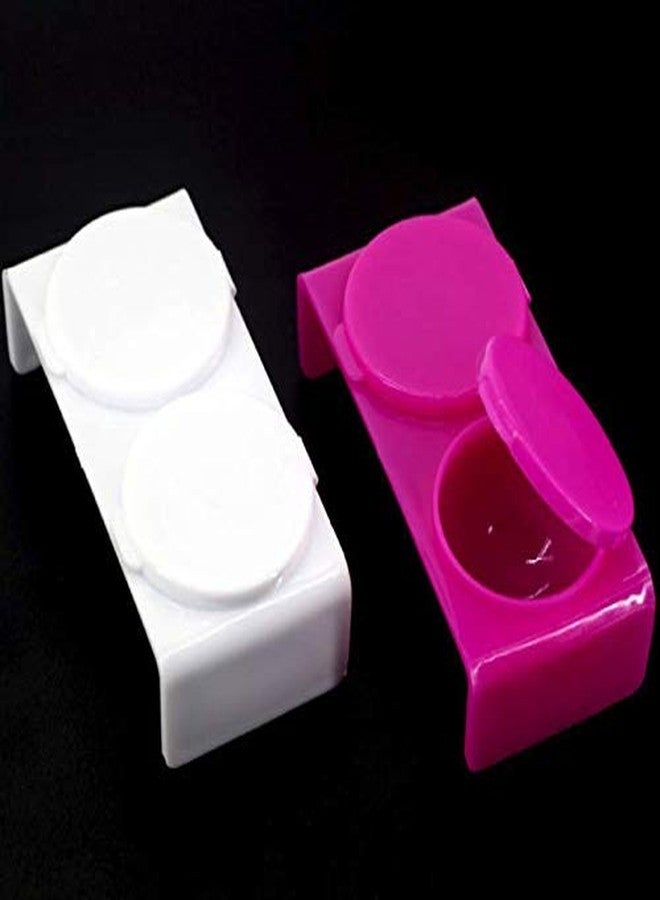 LASSUM لسم 2 قطع كوب مزدوج بلاستيك لأدوات الأظافر وعاء نقع وعاء دابن مع أغطية لخلط مسحوق الأكريليك السائل - Image 2