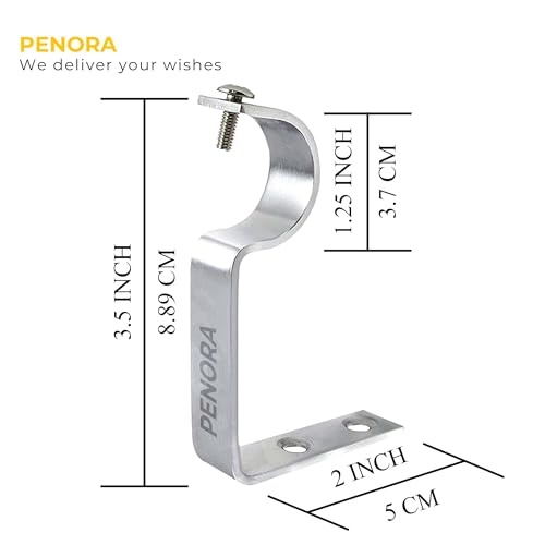 Penora Stainless Steel Finials/Socket/Knobs With Wall Support for Single Curtain Rod/Pipe (10 Pcs Finials, 10 Pcs Support) - Image 3