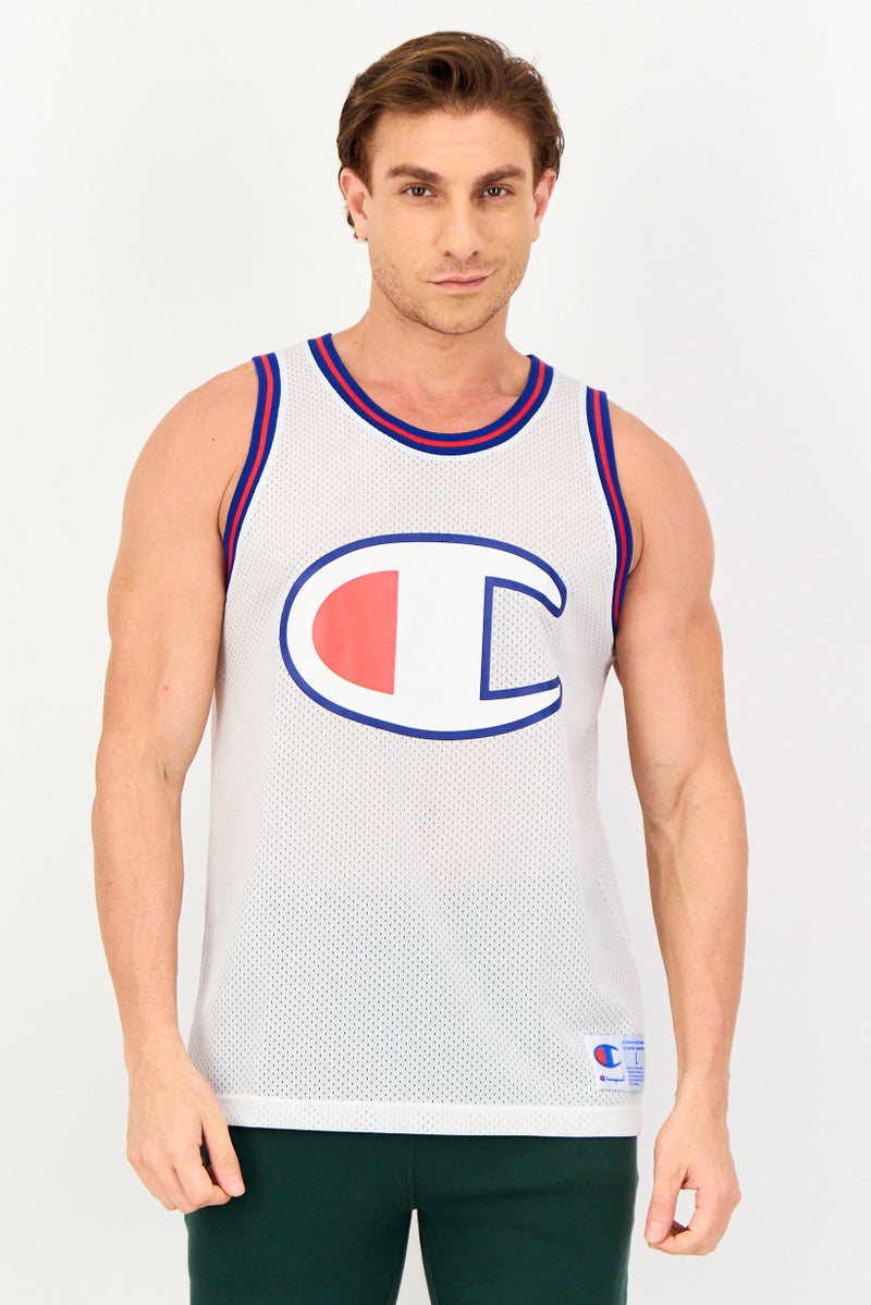 Champion Men Sportswear Fit Sleeveless Basket Ball Jersey, White - Image 1